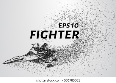 Fighter of the particles. The silhouette of the fighter is of little circles