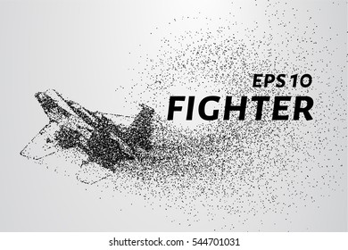 Fighter of the particles. The silhouette of the fighter is of little circles
