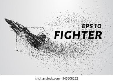 Fighter of the particles. The silhouette of the fighter is of little circles