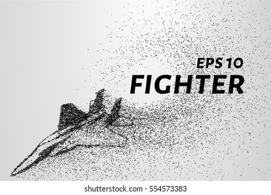 Fighter of the particles. The silhouette of the fighter is of little circles