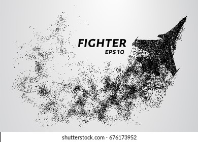 Fighter of the particles. The silhouette of the fighter is of little circles.