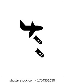 avión de combate con icono de bomba, mejor icono de vector plano.