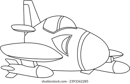 dibujo de la línea de dibujos animados de avión de combate para libro de colorear