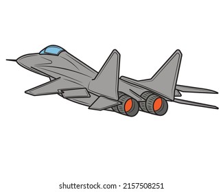 Fighter plane coloring book. Airplane drawing for coloring for kids and kids. Sketch drawing for coloring. Fighter. Vector illustration.