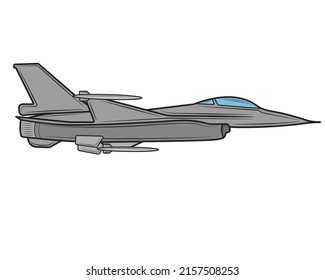 Libro de colorear el avión de combate. Dibujo en avión para colorear niños y niñas. Dibujo de esbozo para colorear. Luchador. Ilustración vectorial.