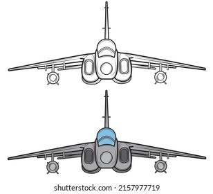 Fighter plane coloring book. Airplane drawing for coloring for kids and kids. Sketch drawing for coloring. Fighter. Vector illustration.