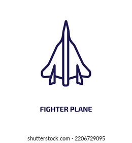 Fighter Plane Icon From Army And War Collection. Thin Linear Fighter Plane, Plane, Aviation Outline Icon Isolated On White Background. Line Vector Fighter Plane Sign, Symbol For Web And Mobile