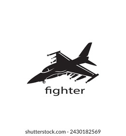 fighter plane icon logo illustration design vector