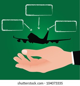 Fighter plane on hand business man,Vector