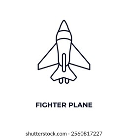 fighter plane outline icon. Linear vector from army and military concept. Thin line fighter plane icon isolated on white background