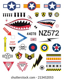Fighter planes emblem set