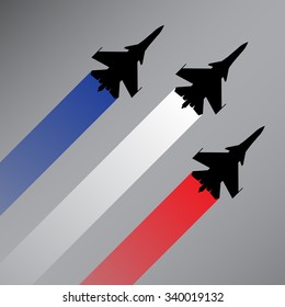 Fighter planes with the flag of France vector