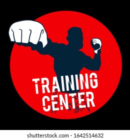 Fighter punch. Sportsman boxer fighting on black background. Boxing sport concept