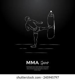 Fighter and punching bag.