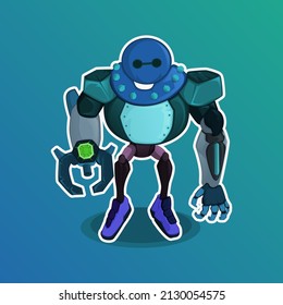 fighter robot game character design with laser and claws in hand for children's toys and mascot