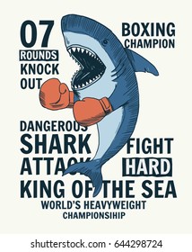 Fighter shark vector illustration for t shirt and other uses.