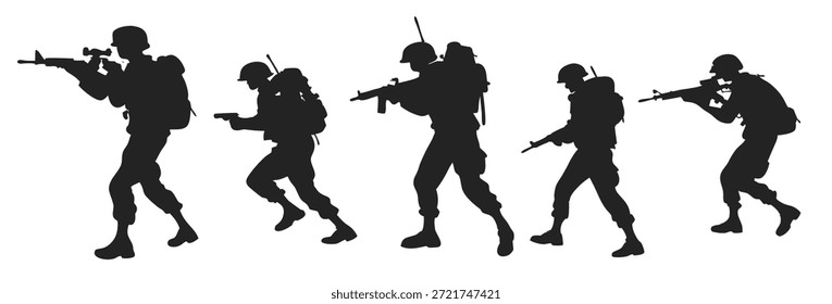 silhueta de caça conjunto ilustração de vetor