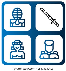 fighter simple icons set. Contains such icons as Kendo, Katana, Muay thai, Military, can be used for web, mobile and logo