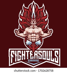 Fighter Souls Esport Logo Template Stock Vector (Royalty Free ...