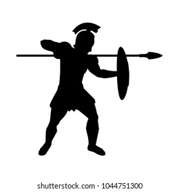 Fighter with spear silhouette vector