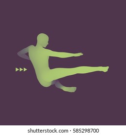 Fighter. Sports concept. 3D Model of Man. Human Body. Sport Symbol. Design Element. Vector Illustration.