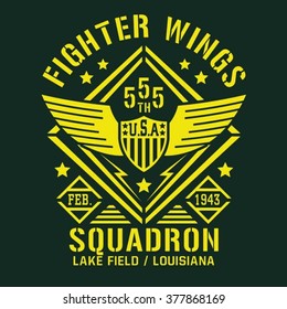 Fighter Squadron Airforce Typography, T-shirt Graphics, Vectors