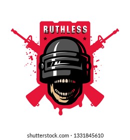 Fighter In A Stormtrooper Helmet, Sport Game Logo.