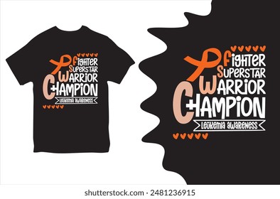 Campeón Guerrero de la Superestrella de Combate Conciencia de Leucemia. Diseño de camiseta. Ilustración vectorial.