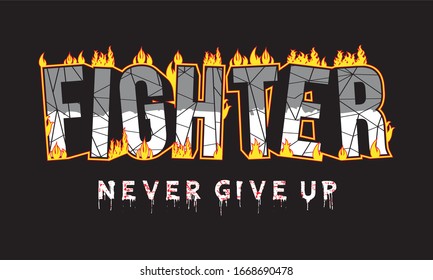 fighter typography design for print t shirt