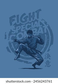 Fighter Vector, Illustration, Tshirt Design, Martial Arts, Combat