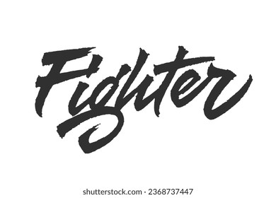 Fighter vector logo design. Hand drawn artwork