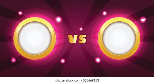 Fighter Versus Screen With Blank Frames, Vector Illustration.