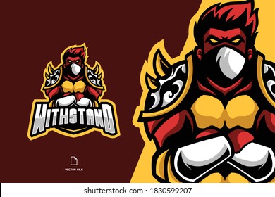 fighter warrior mascot esport logo character cartoon illustration