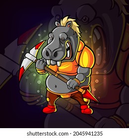 The fighter wild boar esport logo design of illustration