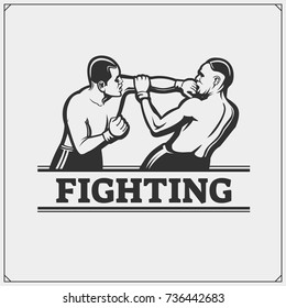 Fighters of martial mixed arts. Sport club emblem. Vector illustration.