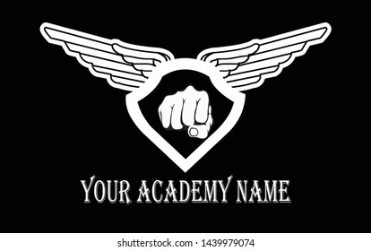 Fighting academy logo design simple and modern logo design and elegant as t-shirt badge