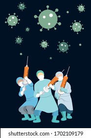 Fighting against Virus. Vector format.