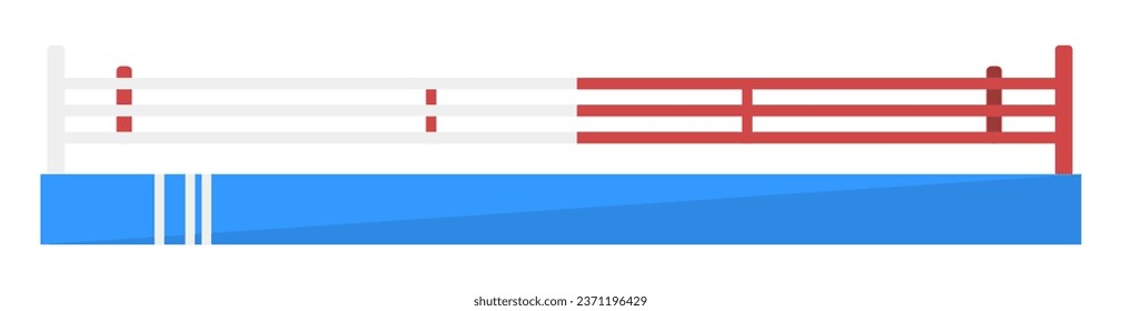 Fighting arena for boxers or wrestlers, fighters and athletes. Isolated boxing ring with rubber boundaries, sports training and hobby activities, active lifestyle practice. Vector in flat style