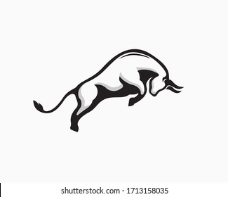 Fighting bull jump logo design inspiration