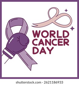 Fighting Cancer Symbol – World Cancer Day Vector Illustration


