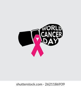 Fighting Cancer Symbol – World Cancer Day Vector Illustration

