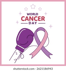 Fighting Cancer Symbol – World Cancer Day Vector Illustration

