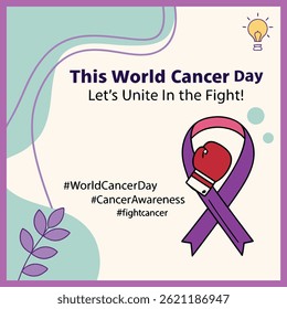 Fighting Cancer Symbol – World Cancer Day Vector Illustration

