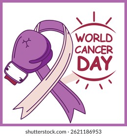 Fighting Cancer Symbol – World Cancer Day Vector Illustration

