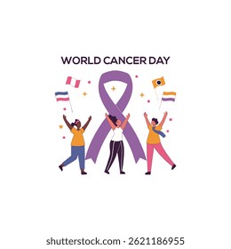 Fighting Cancer Symbol – World Cancer Day Vector Illustration

