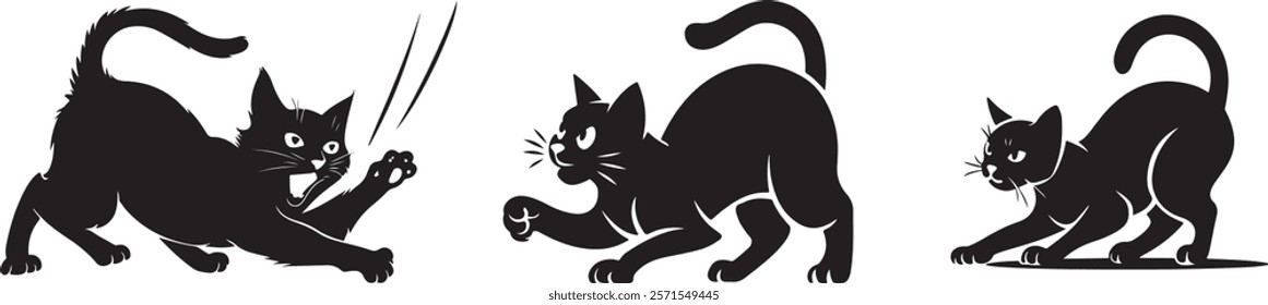 Fighting Cats Silhouettes Collection Arts