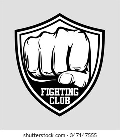 fighting club label, patch or emblem Monochrome graphic style