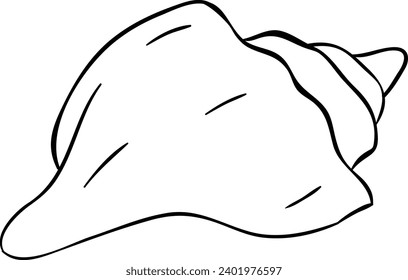 Fighting Conch Seashell Black and White Vector Line Art Illustration