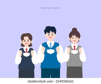 Fighting! With COVID-19 illustration collection