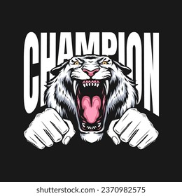fighting design with tiger mascot